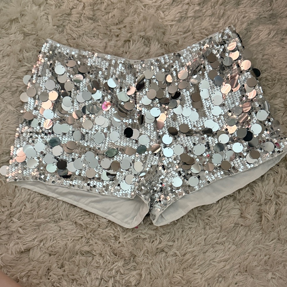 Silver Sequin Women's Shorts